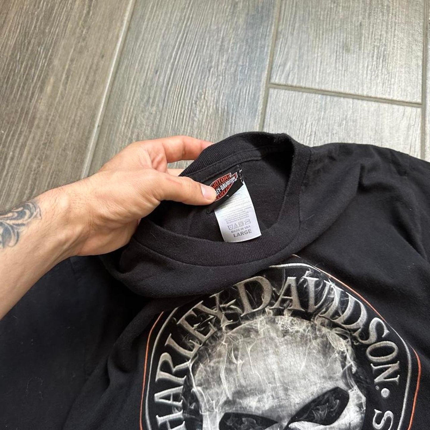 Harley davidson black skull tee