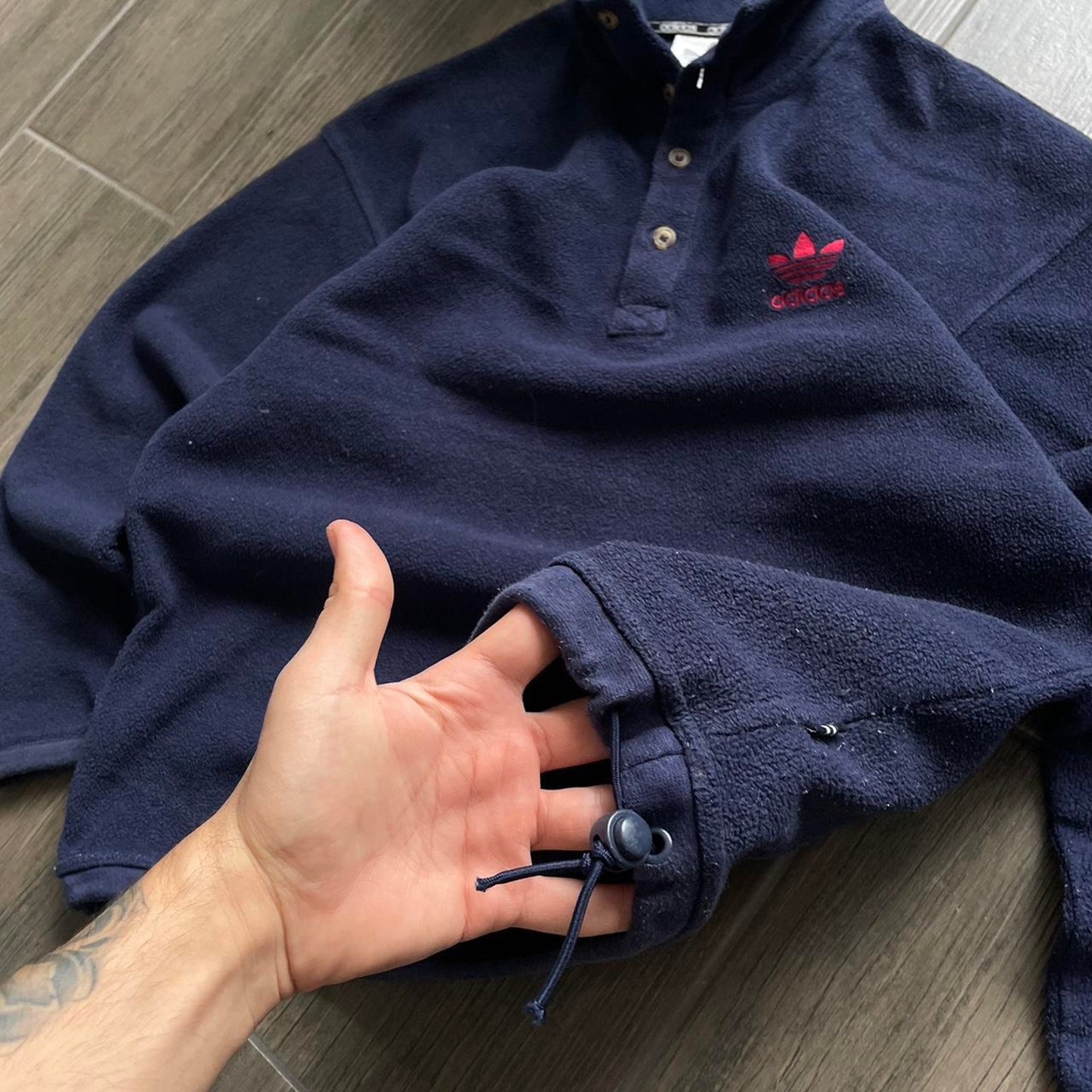 Adidas baggy navy fleece streetwear S-M jumper