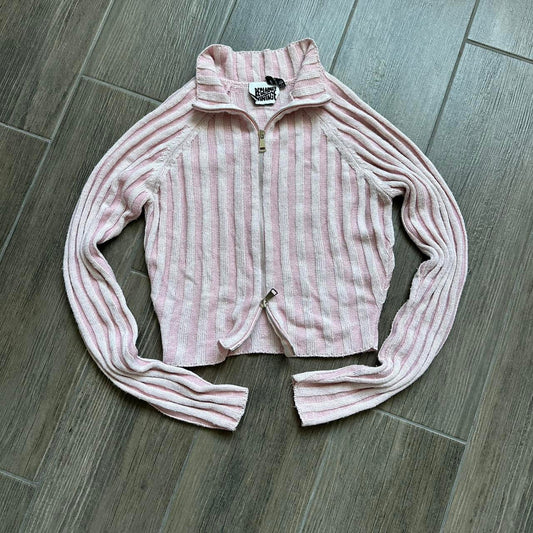 Reclaimed vintage pink striped zip