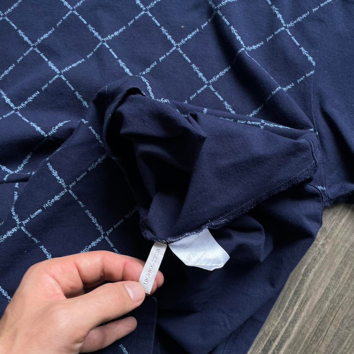 Yves Saint Lauren y2k luxury baggy navy XL tee