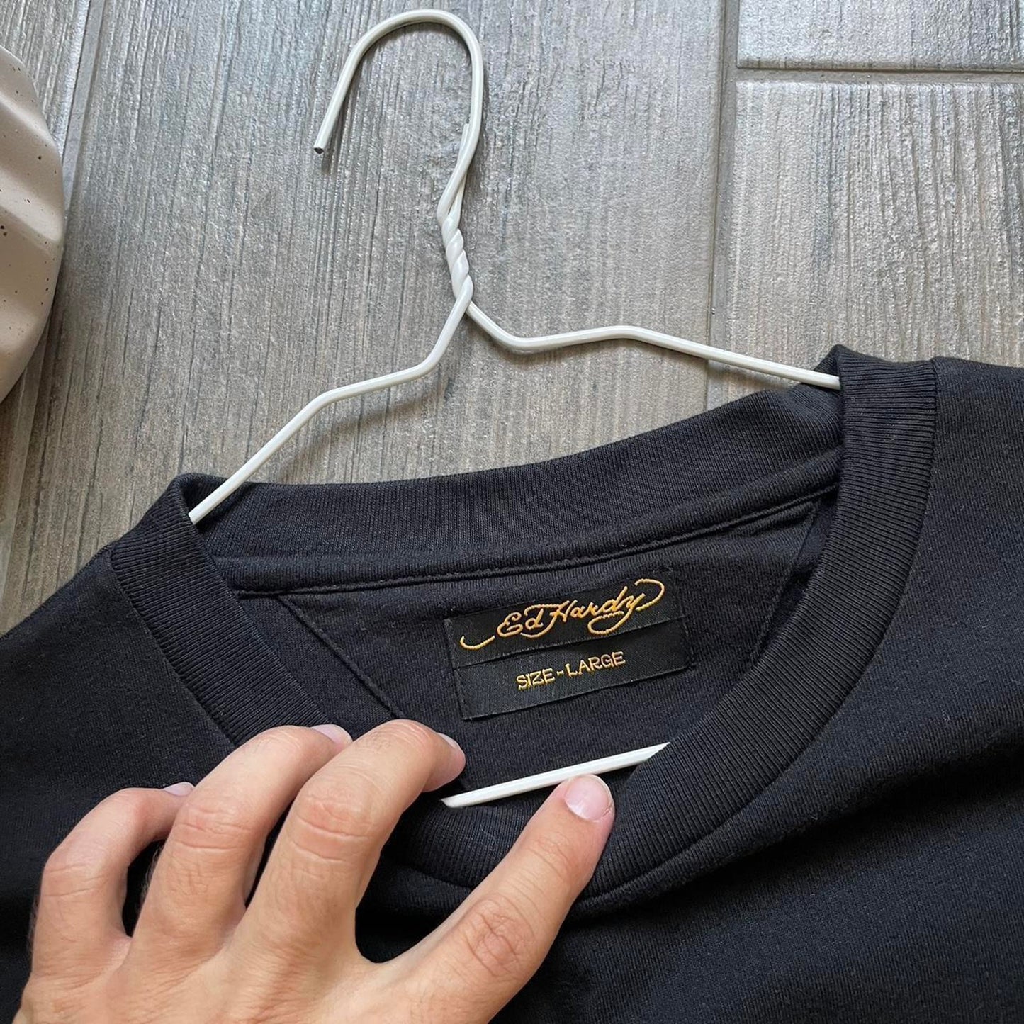 Ed Hardy y2k Japanese style black baggy t-shirt