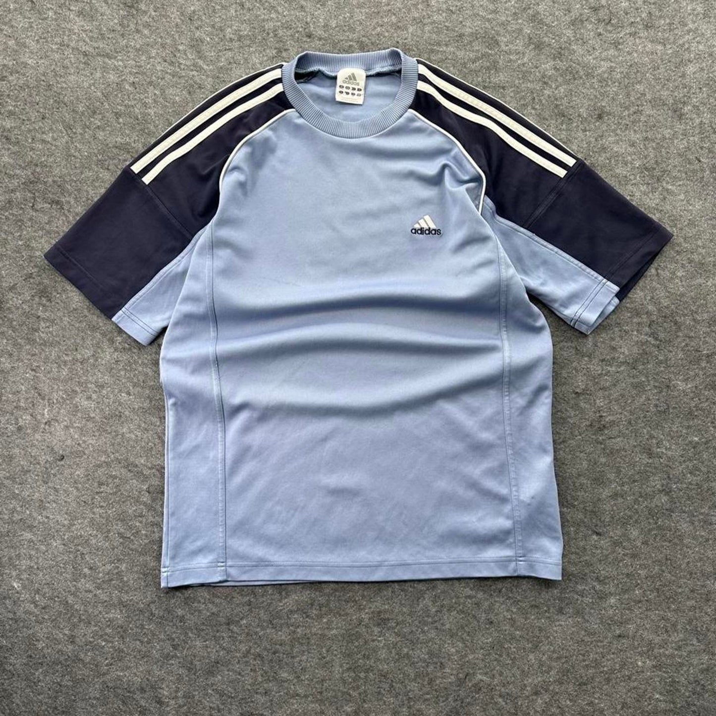 Adidas blue and white striped