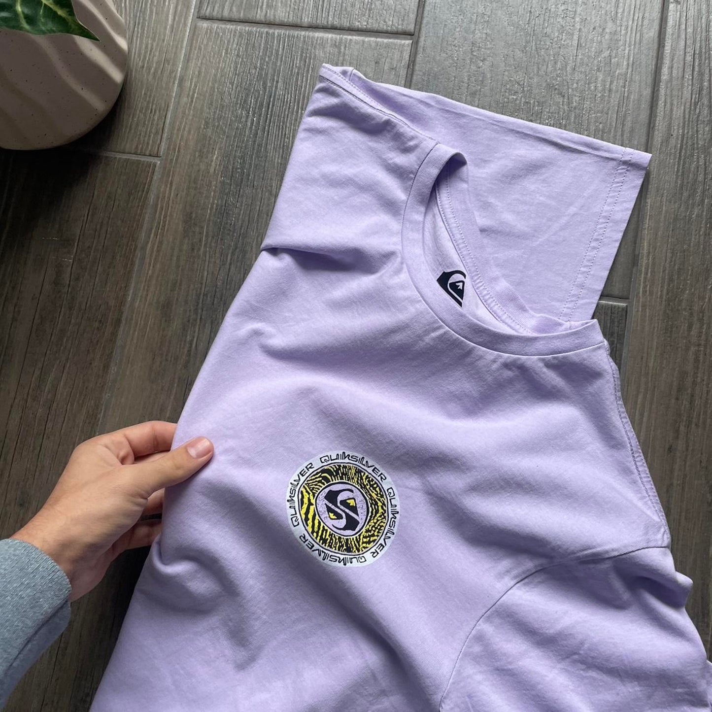 Quiksilver purple big logo surf cotton t-shirt M
