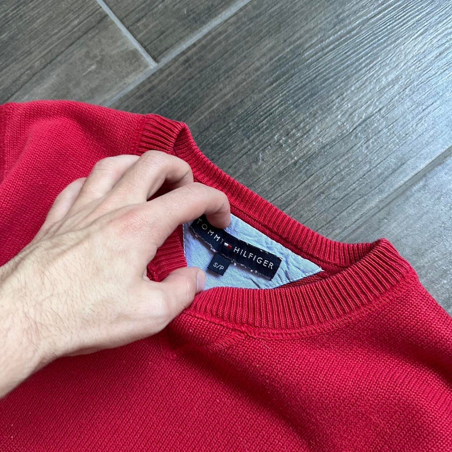 Tommy Hilfiger knitted red cotton sweater