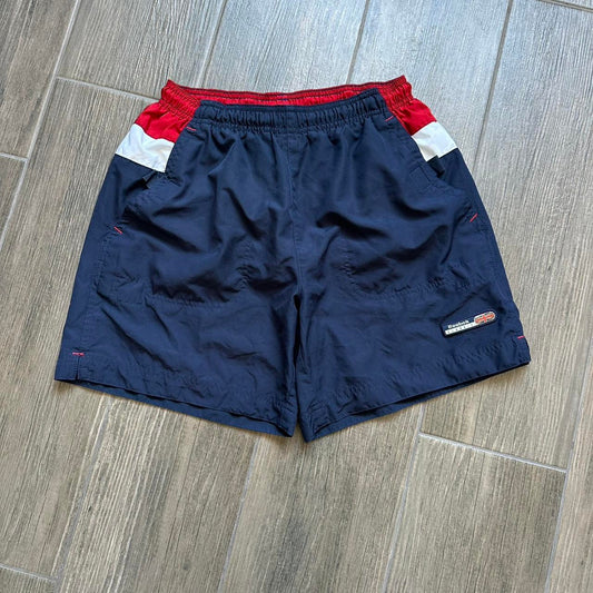 Reebok navy blue shorts with red accents
