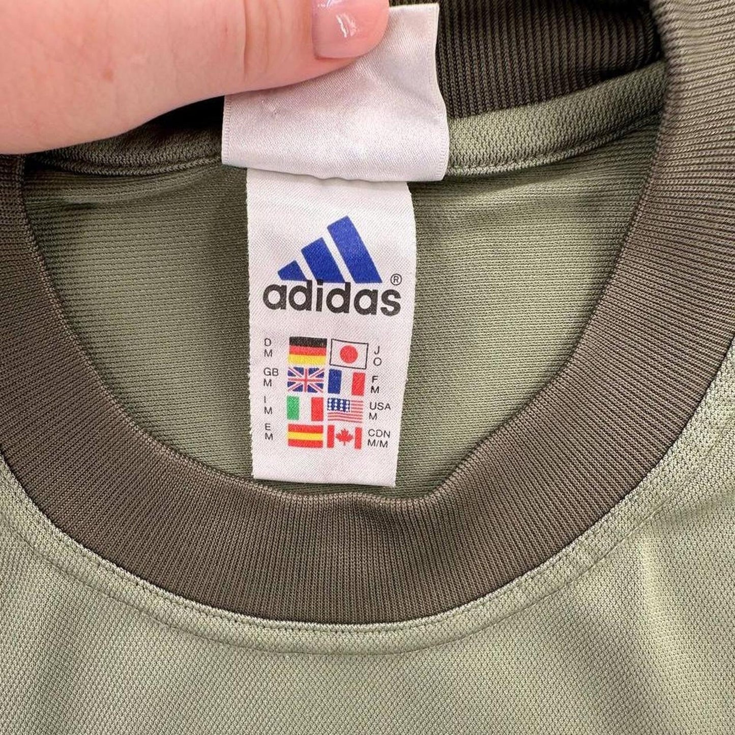 Adidas green striped tee with