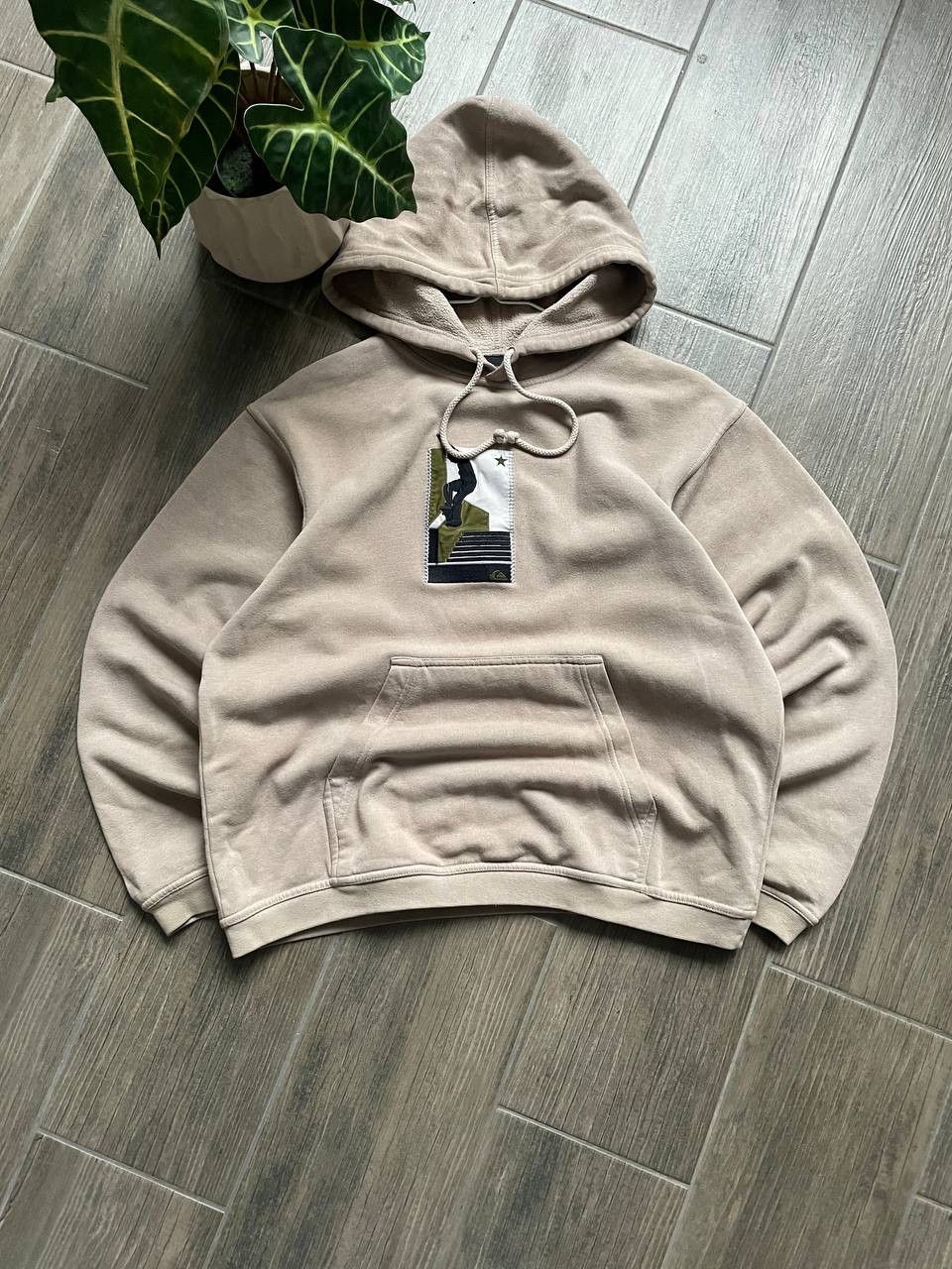 Quiksilver beige y2k baggy vintage surf hoodie