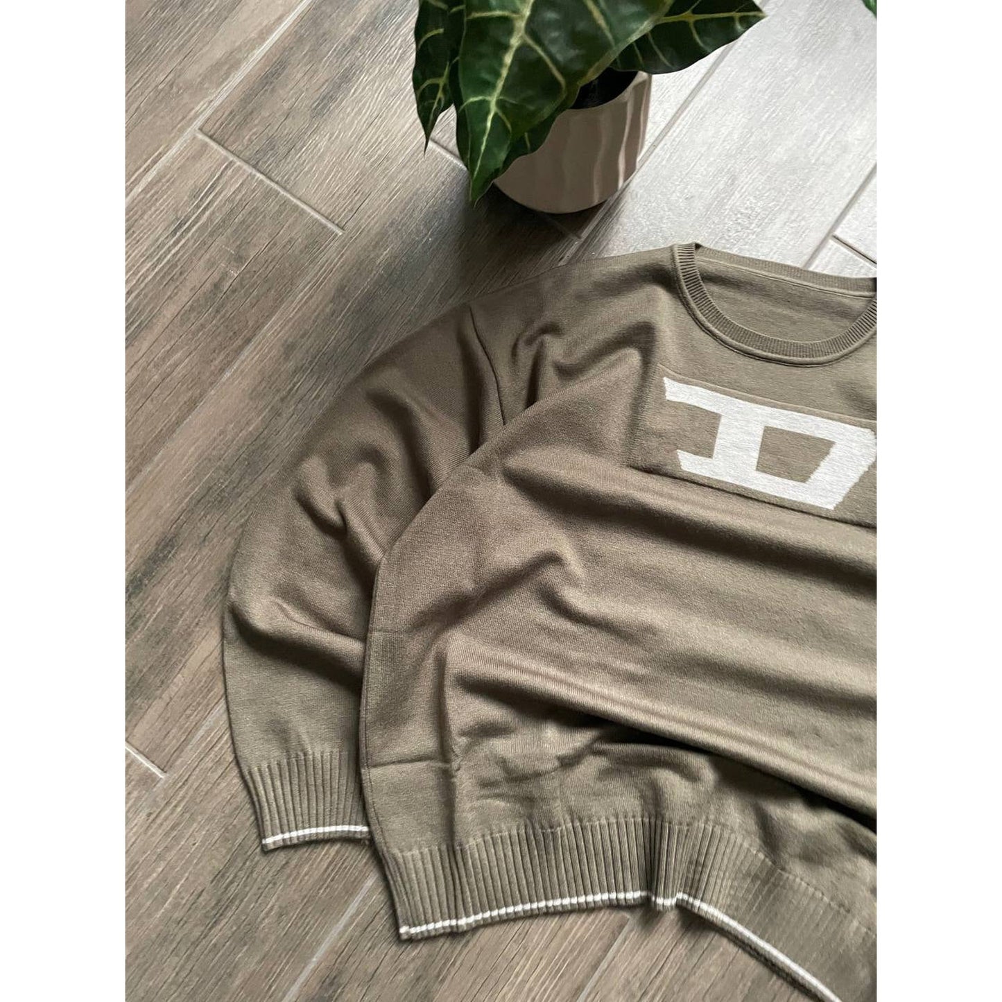 Diesel Big Logo Brown Knit Sweater