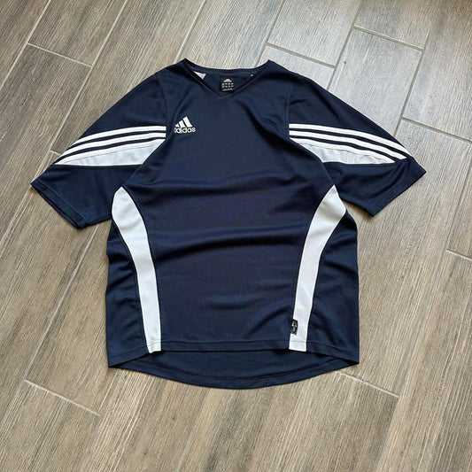 Adidas navy blue & white striped jersey