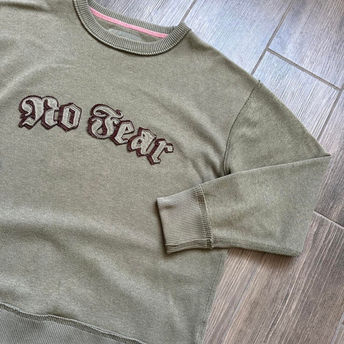 No fear khaki green crewneck
