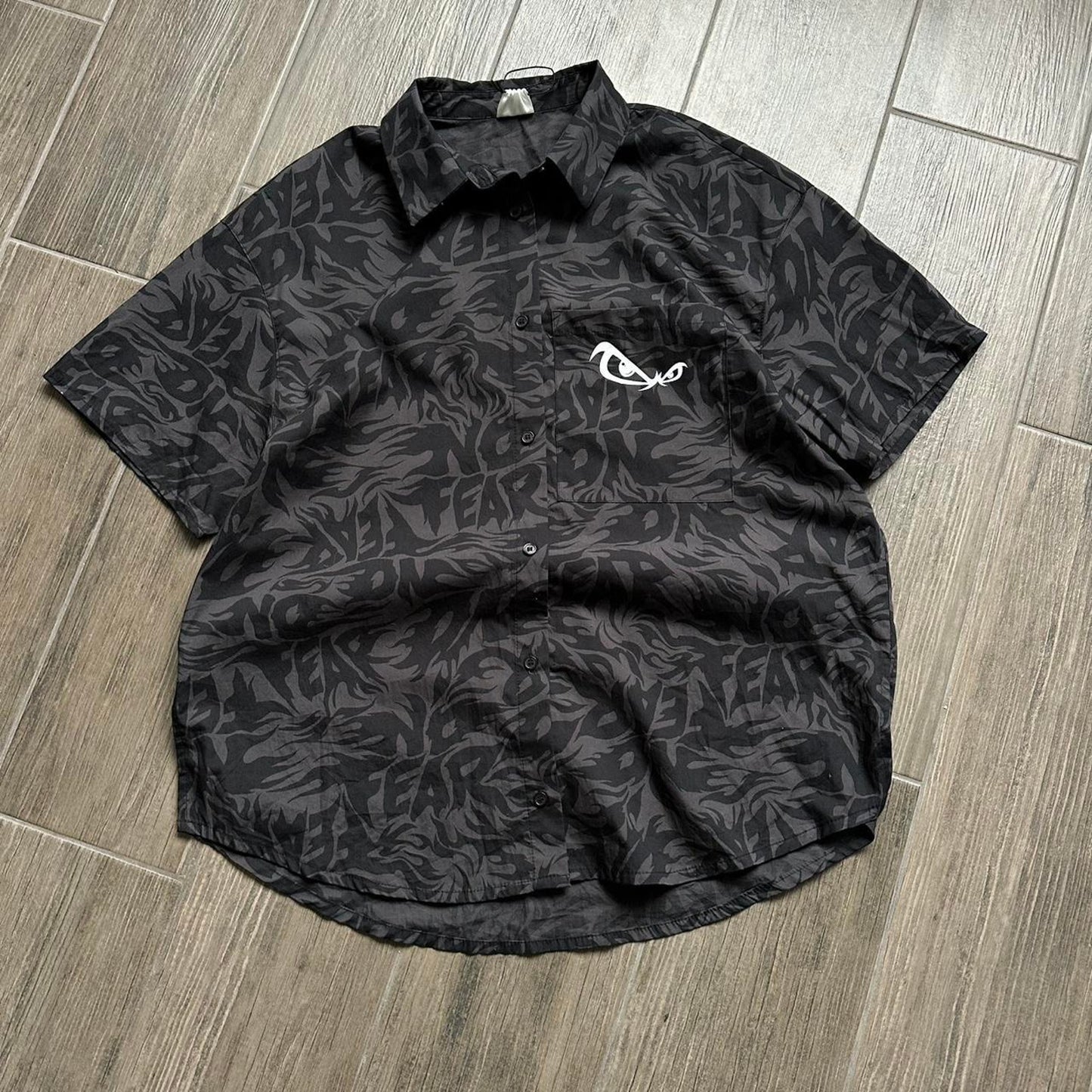 No Fear black and grey button up shirt