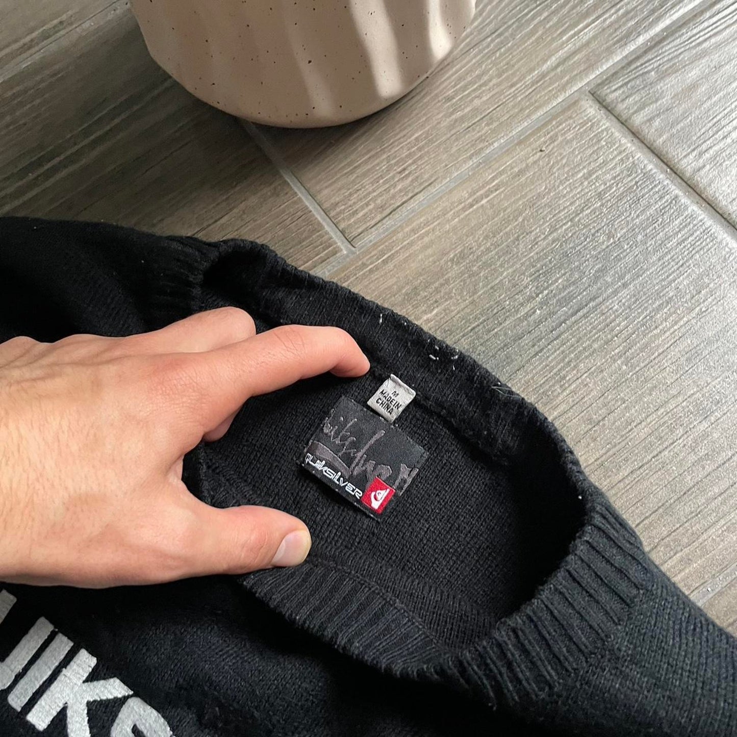 Y2K Quiksilver black knitt winter baggy surf M sweater