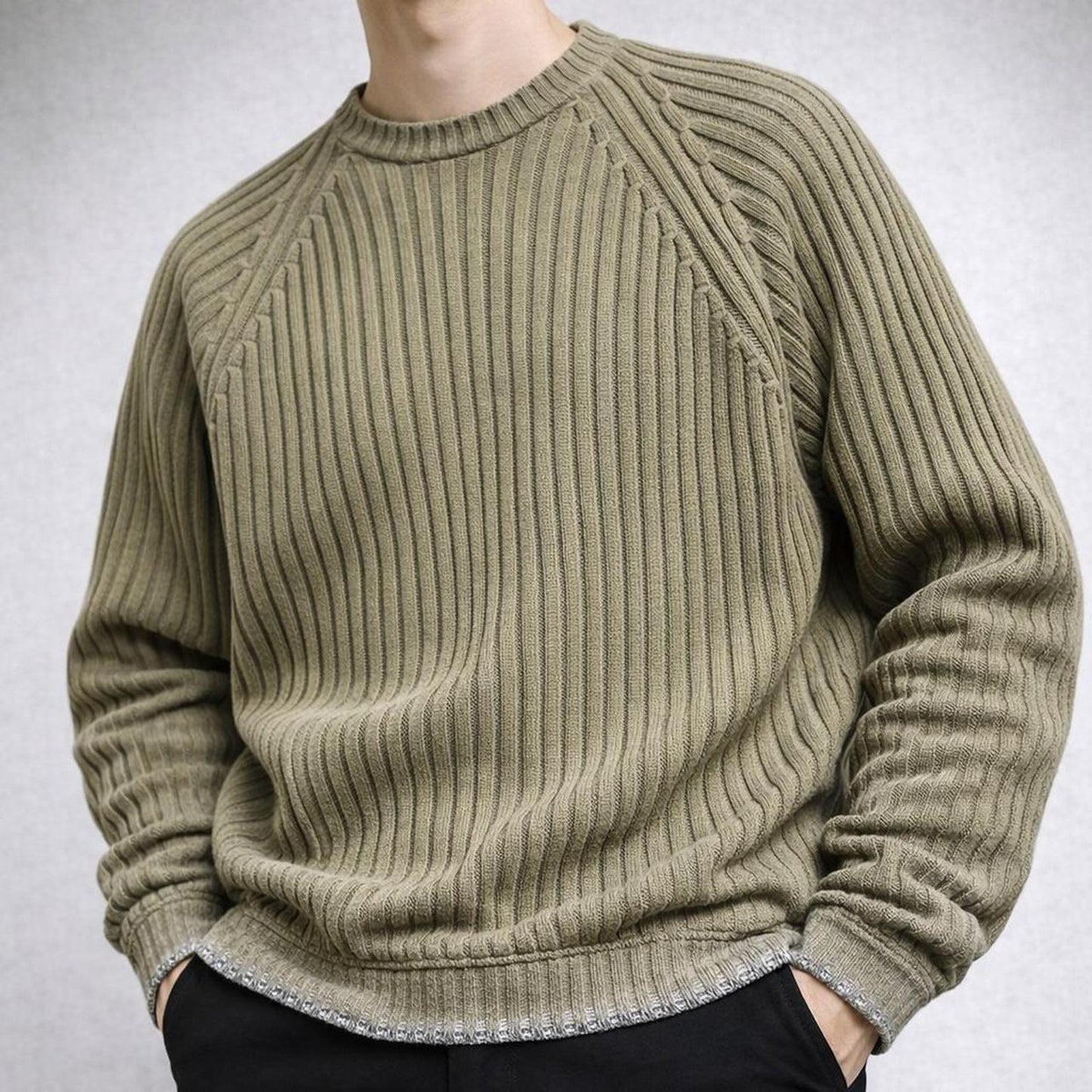 Cottonfield khaki cable knit sweater