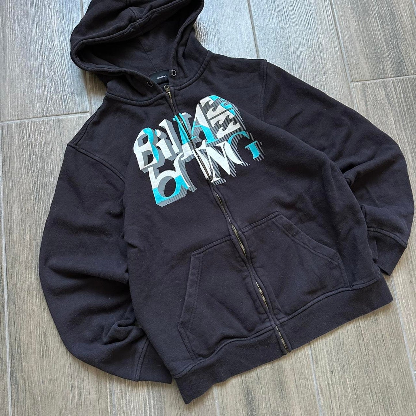 Billabong Y2k black zip baggy hoodie