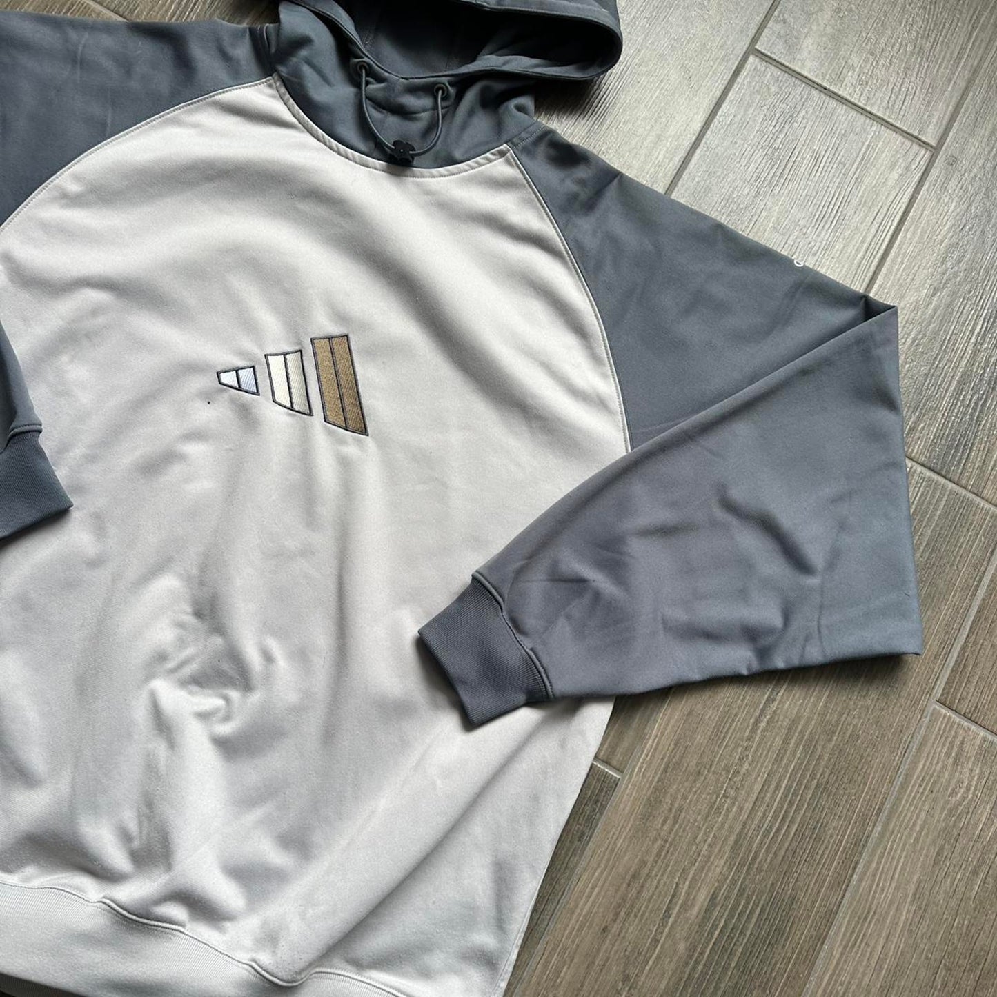 Adidas grey and white hoodie