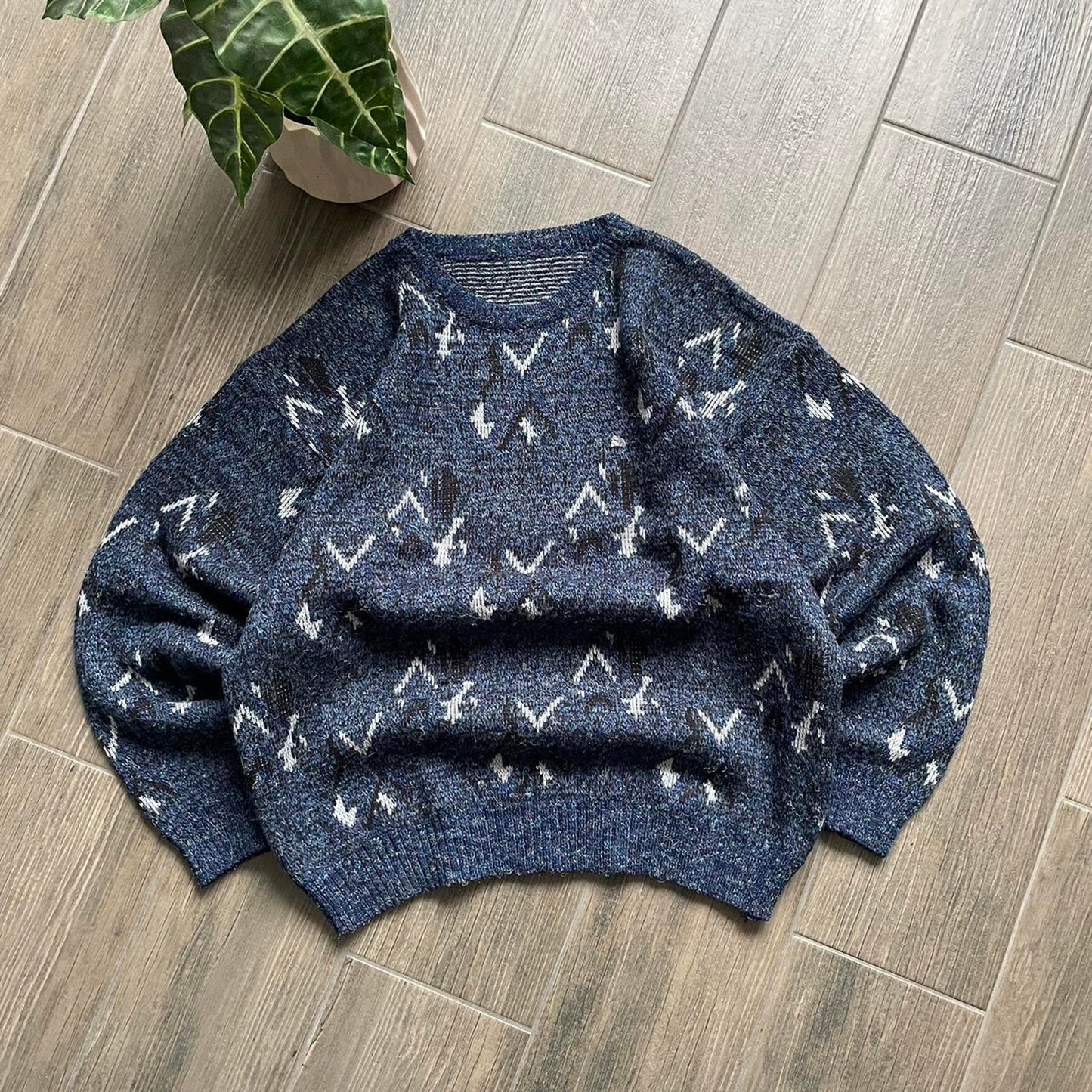 Y2k blue vintage made in UK XL jumper