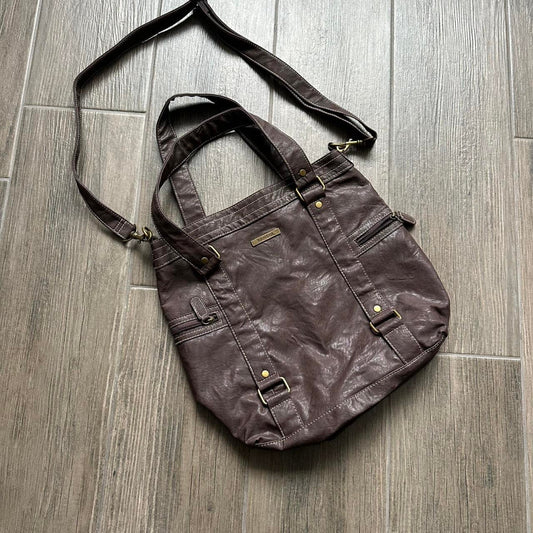 Kangol brown leather tote bag