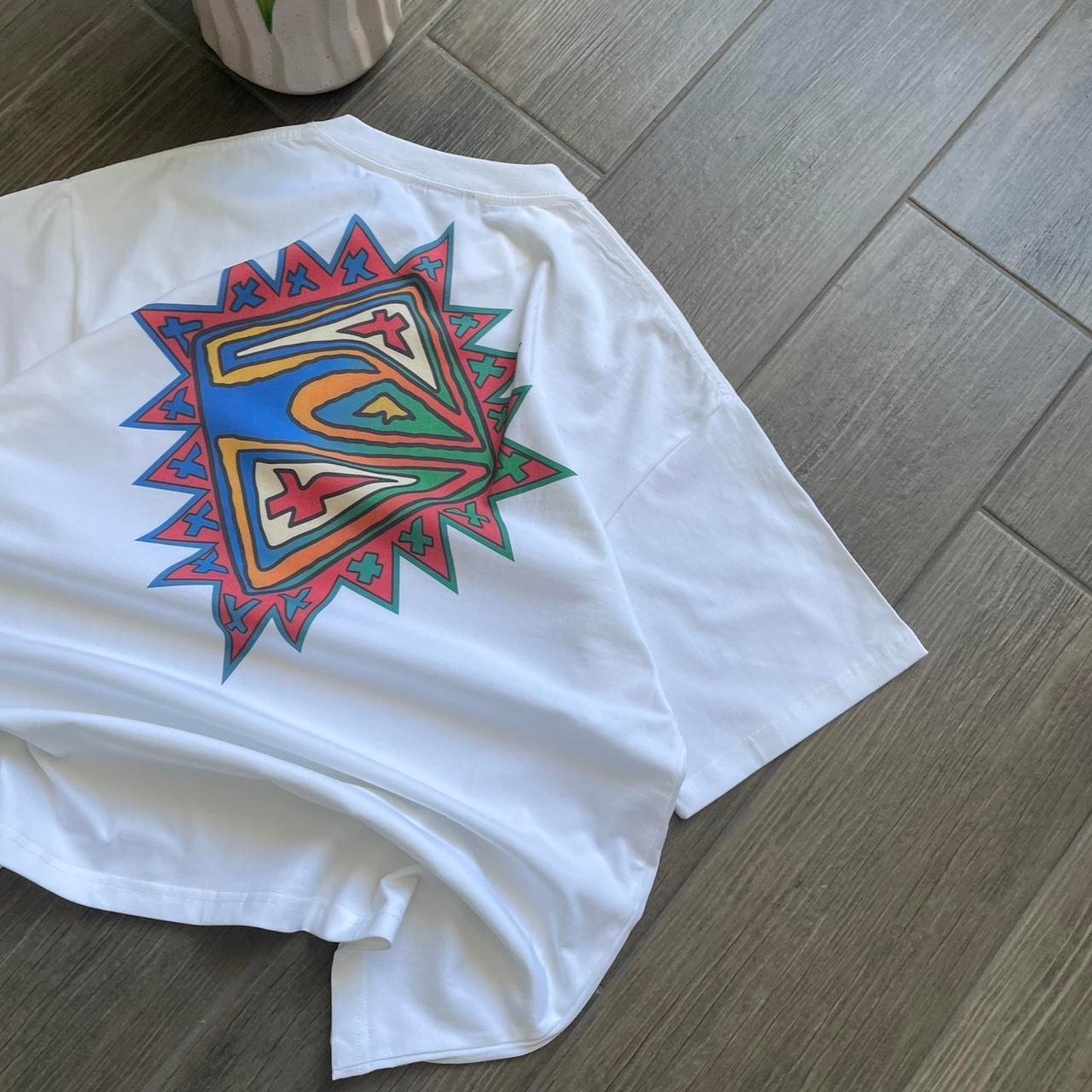 Quiksilver white big logo surf tee