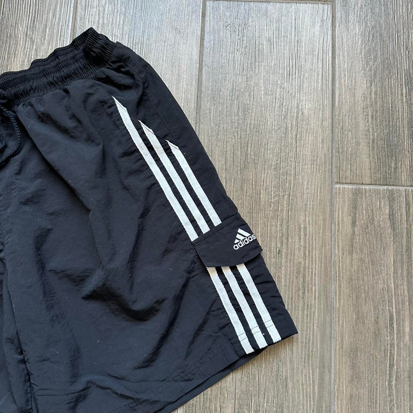 Adidas black shorts with white