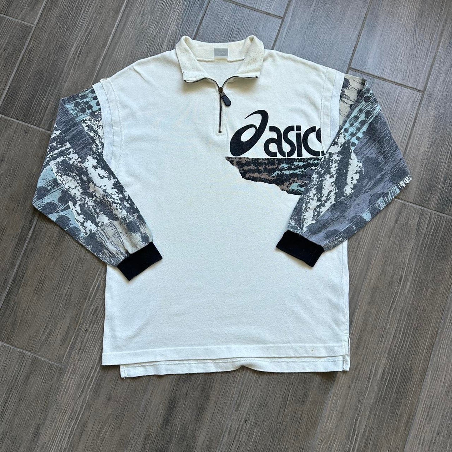 90s Asics white quarter zip sweatshirt