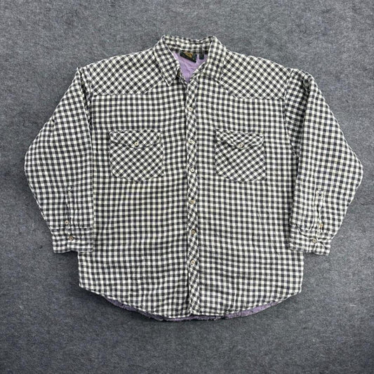 90s Black & White Gingham Button-Up Shirt