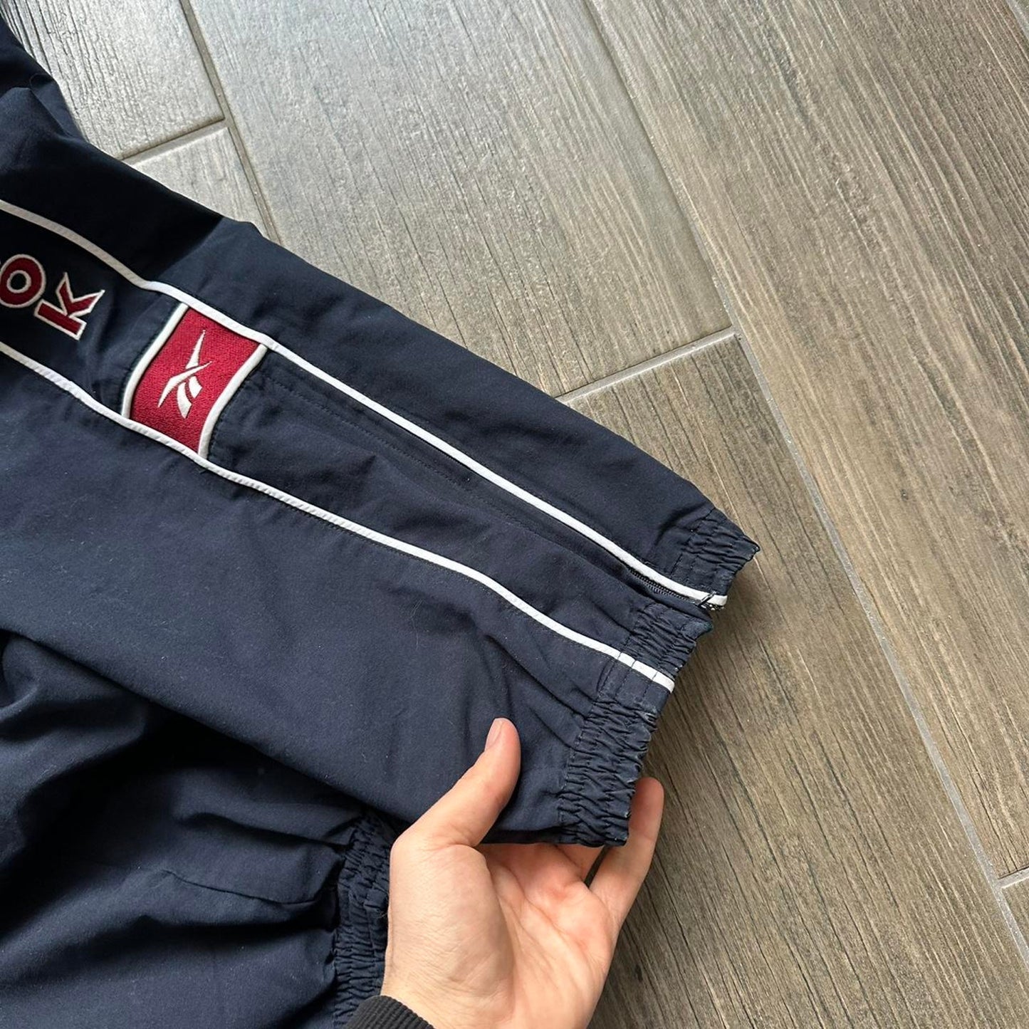 Reebok navy nylon baggy sweatpants