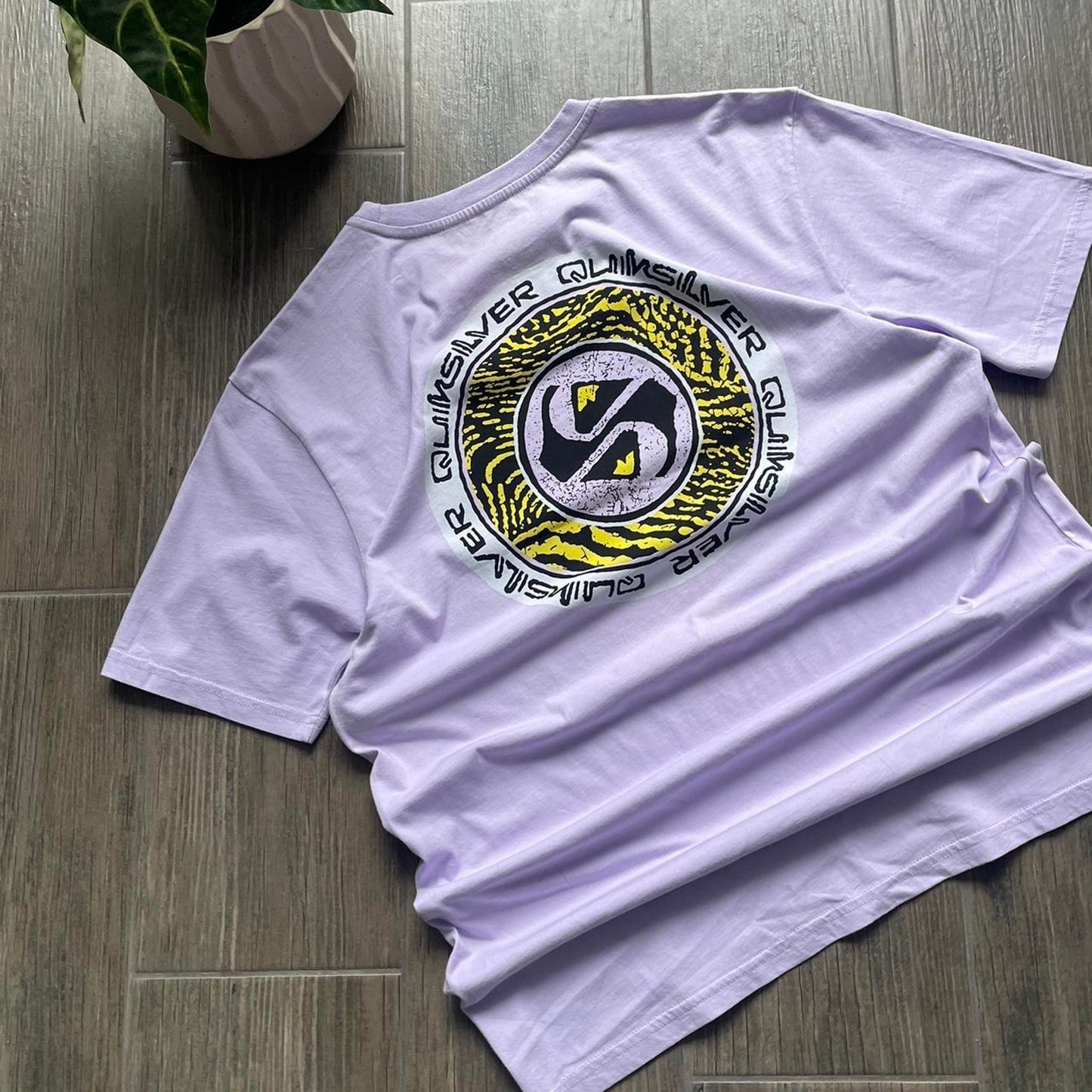 Quiksilver purple big logo surf cotton t-shirt M