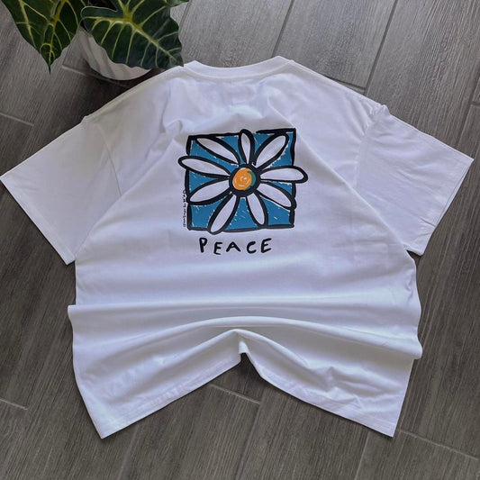 Vintage Hippy Style Peace white baggy oversized tshirt