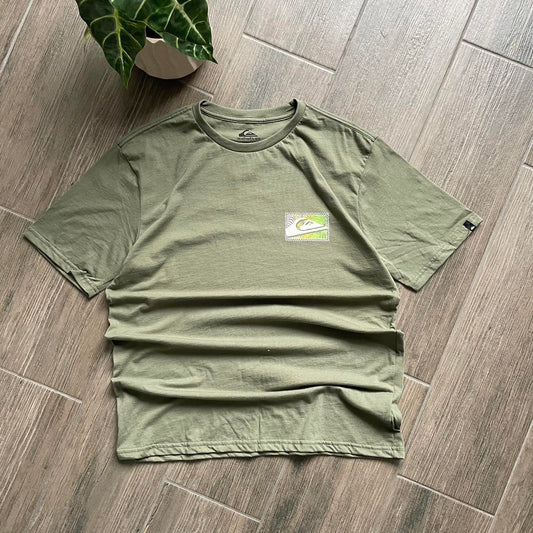 Quiksilver khaki big logo surf cotton t-shirt M