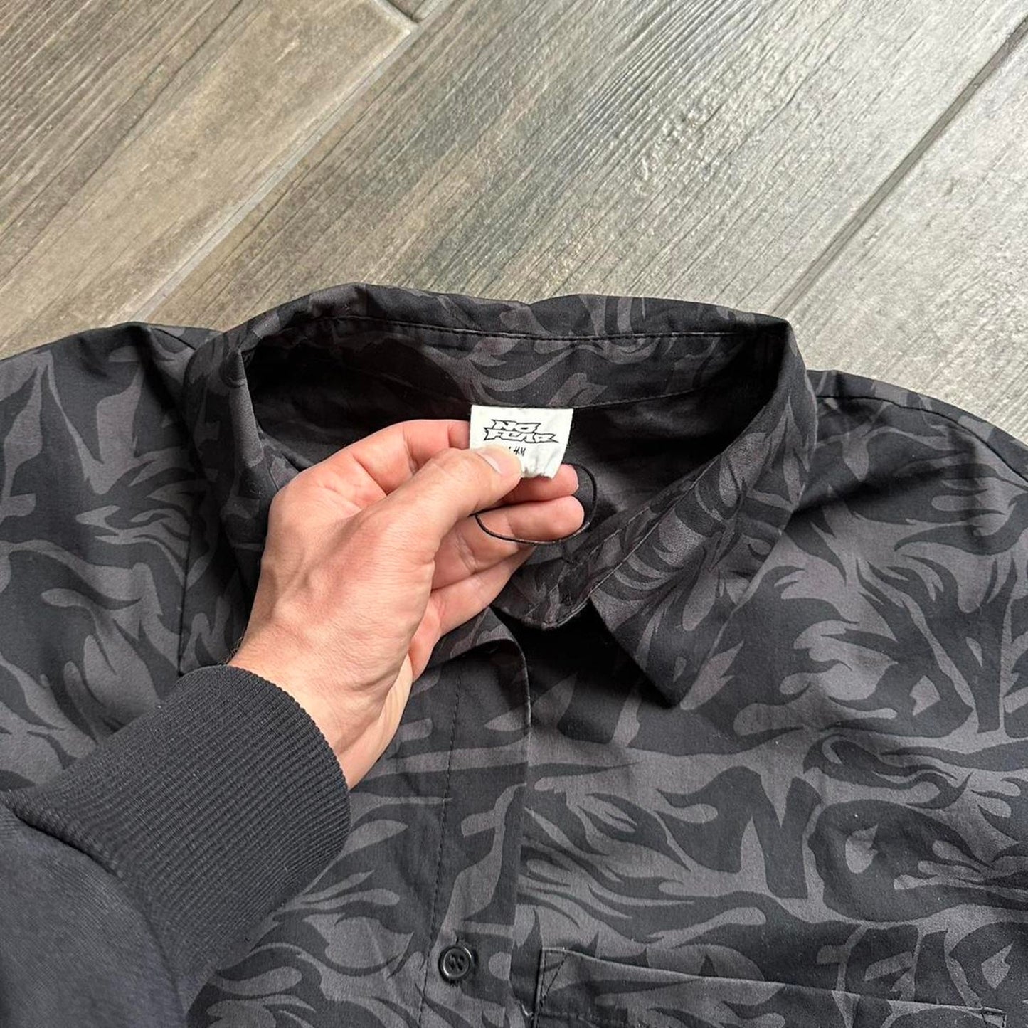 No Fear black and grey button up shirt