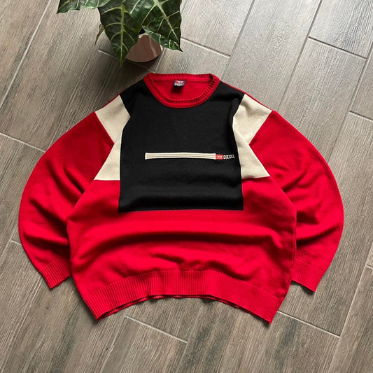 Diesel vintage Japanese style knitted striped L-XL sweater