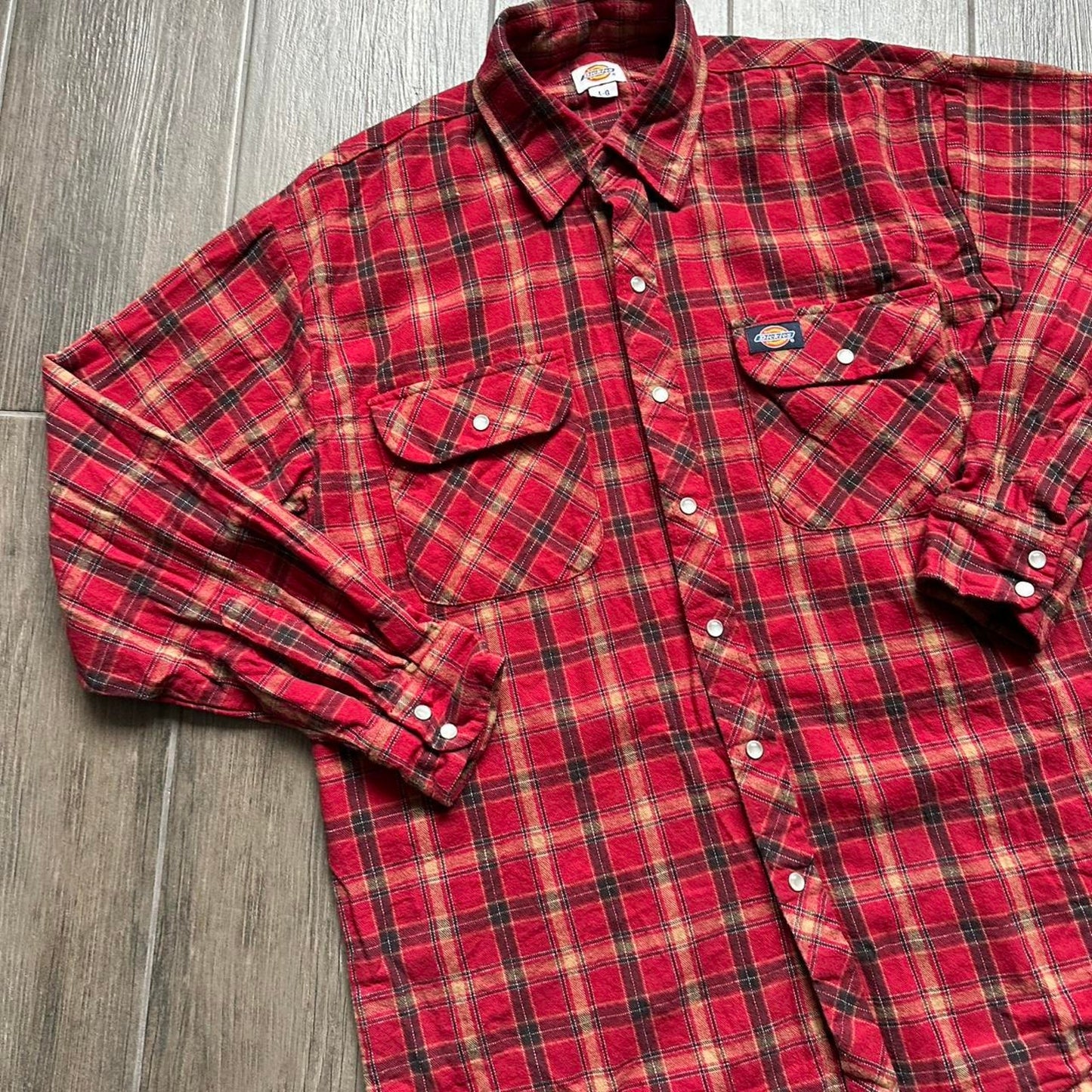 Dickies red plaid button up shirt