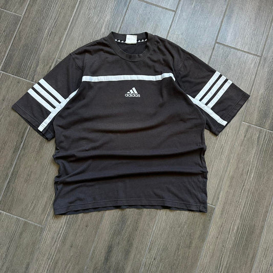 Adidas black and white striped tee