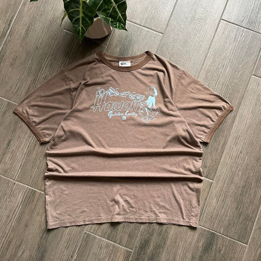 Quiksilver brown y2k big logo surf vintage tee