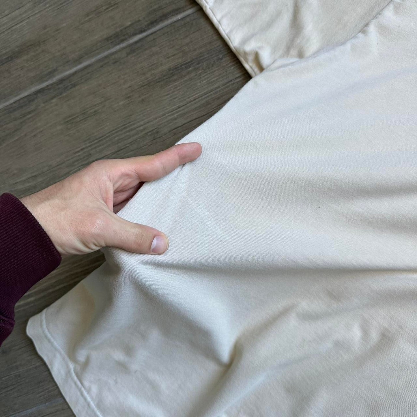 Cream Nike tee with embroidered swoosh