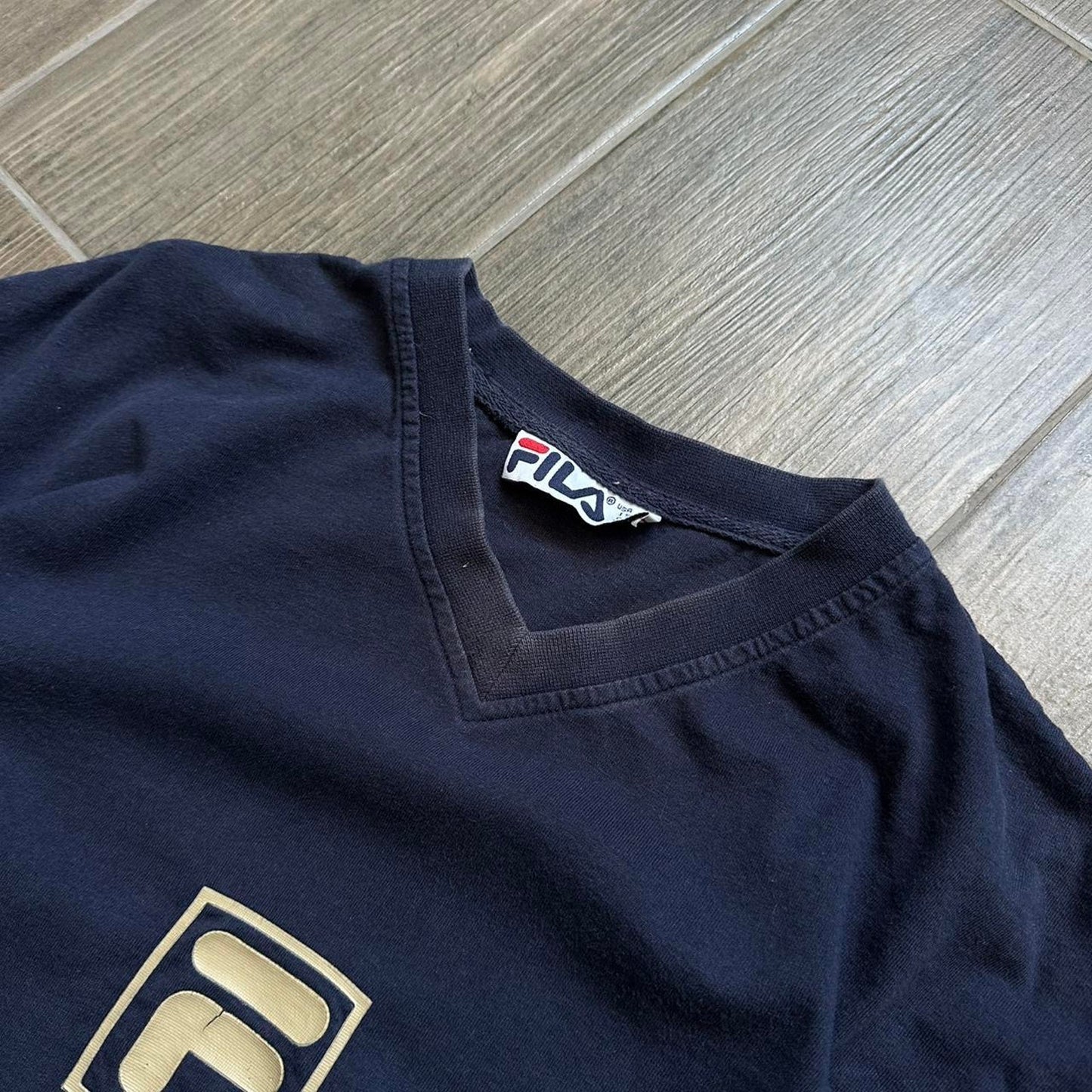 Fila navy blue V-neck t-shirt with embroidered logo
