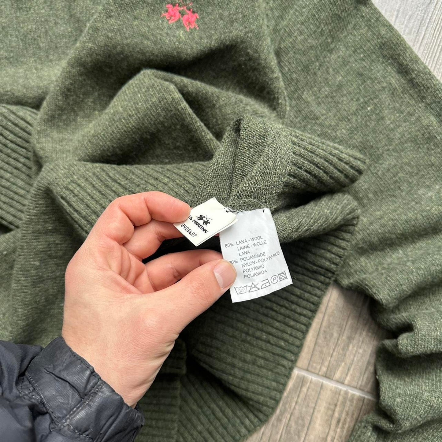 La Martina green wool winter knit sweater