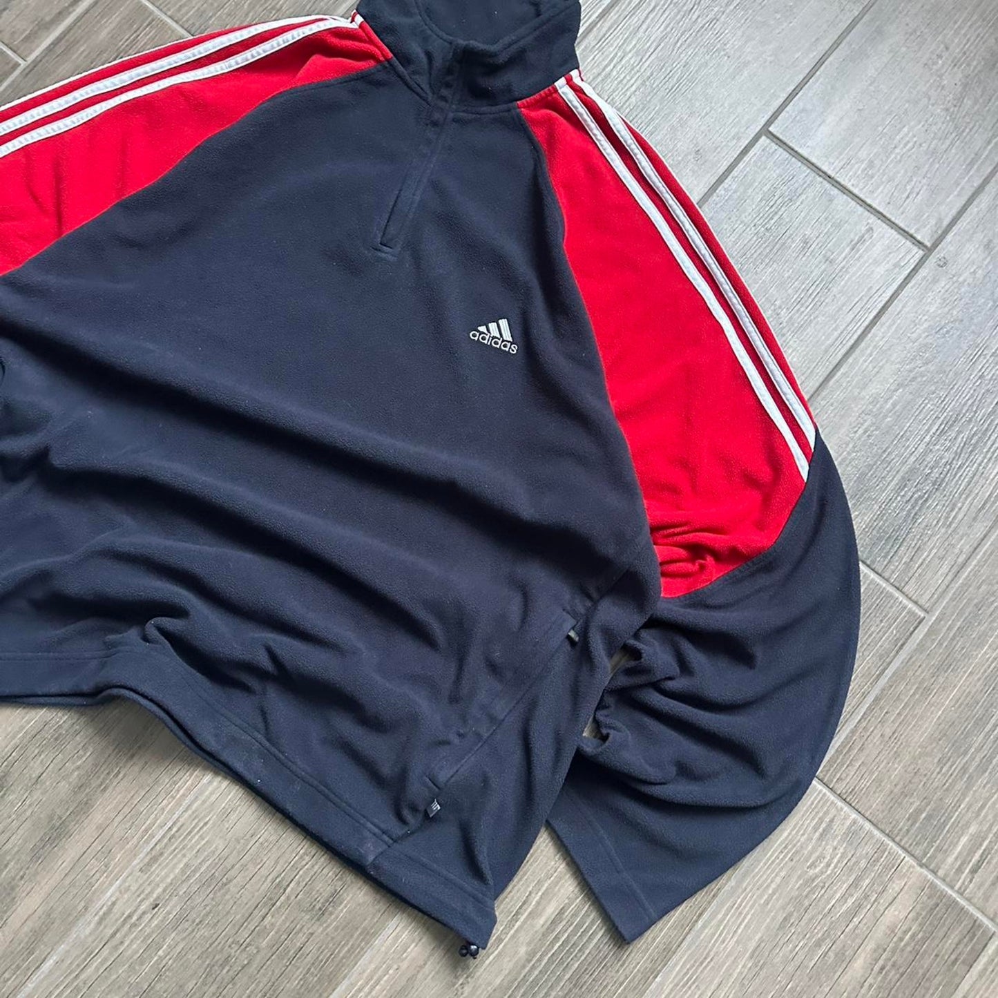 Adidas y2k zip warm fleece navy red
