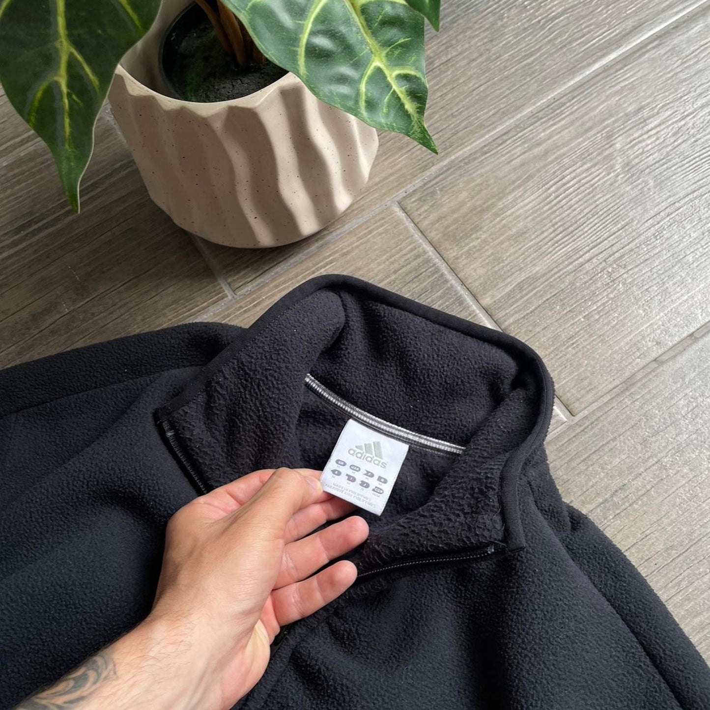 Adidas black fleece winter jumper