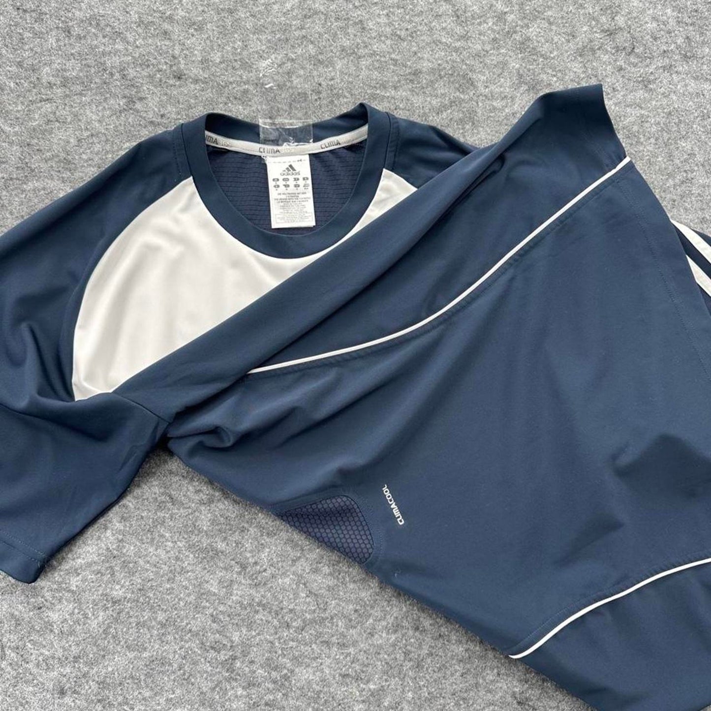 Adidas white and navy blue