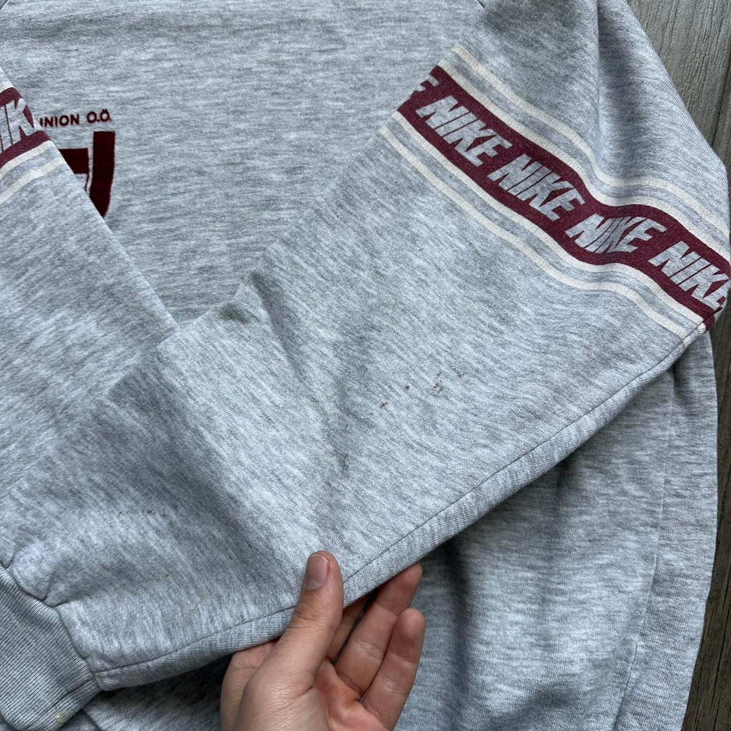 Nike grey 80s crewneck sweatshirt with red accents