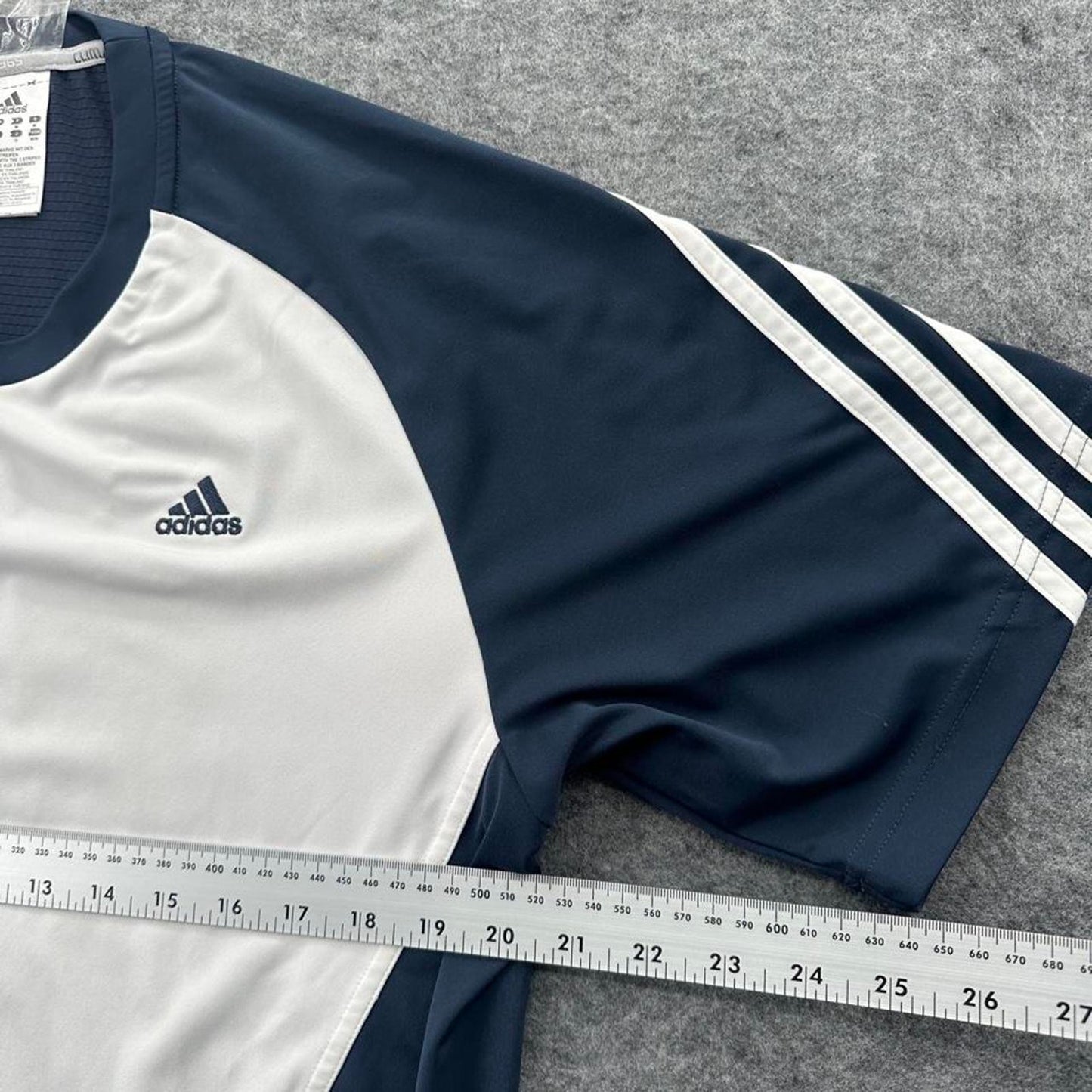 Adidas white and navy blue