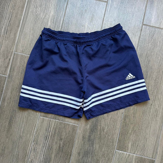 Adidas navy blue shorts with white stripes