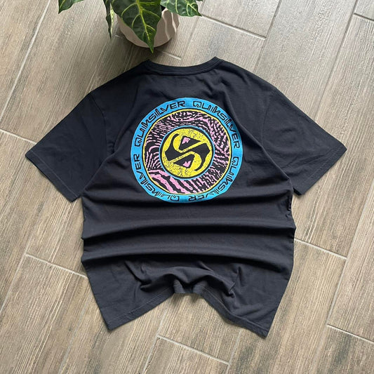 Quiksilver black big logo surf cotton t-shirt M