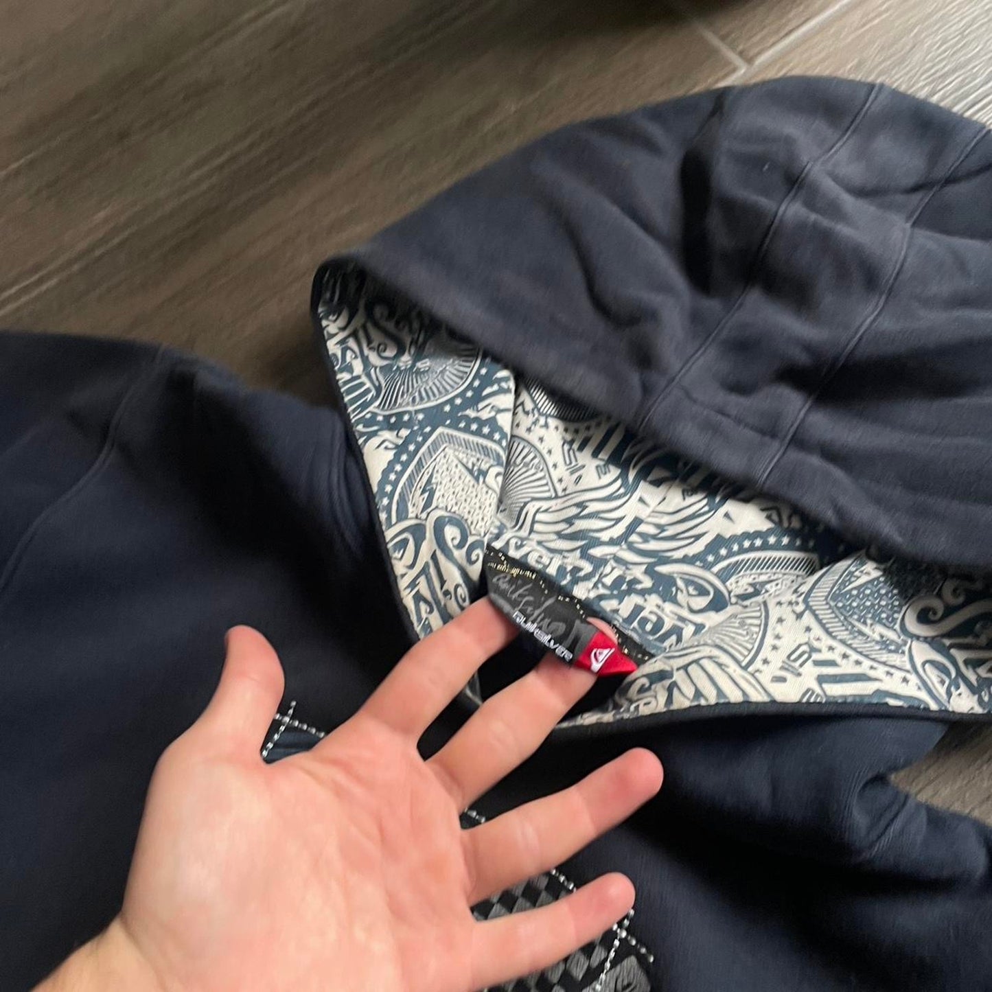 Quiksilver navy y2k surf-wear XS-S hoodie