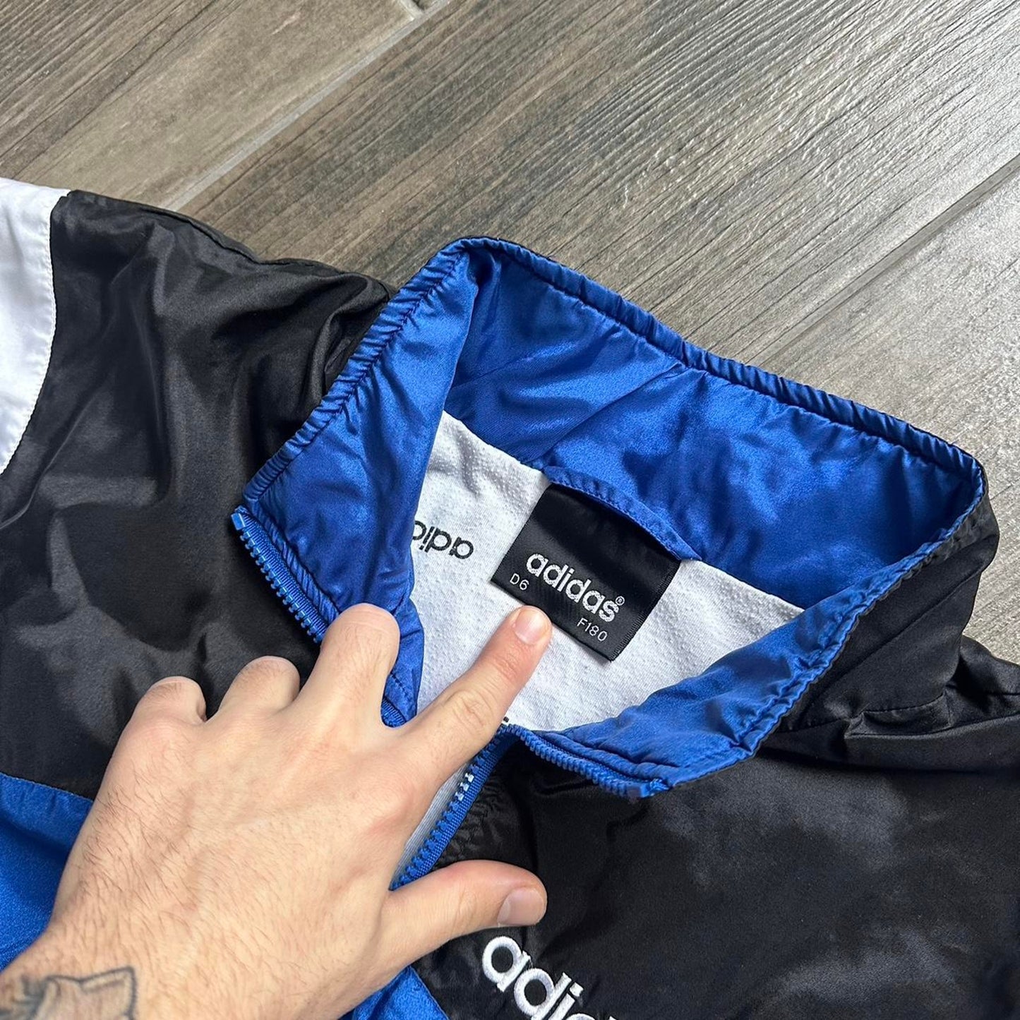 Adidas nylon y2k blue baggy jacket