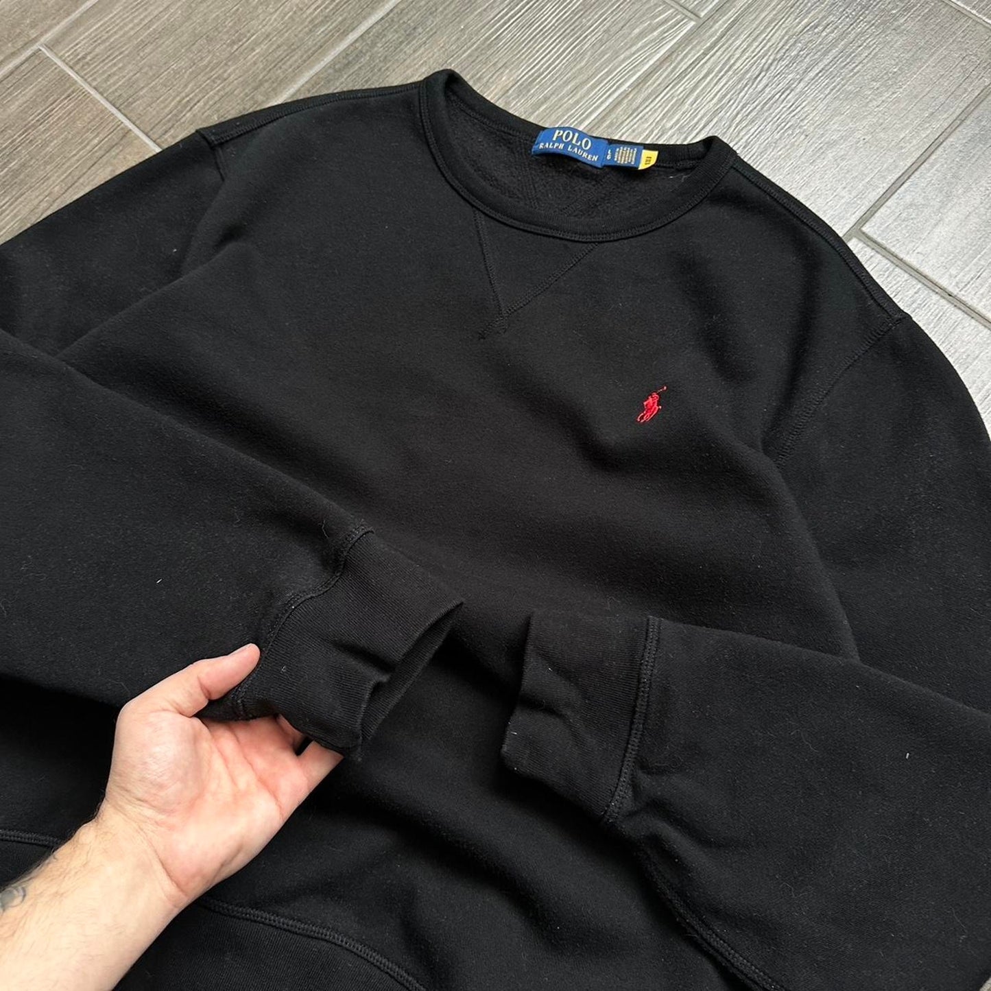Polo Ralph Lauren black y2k baggy casual sweatshirt