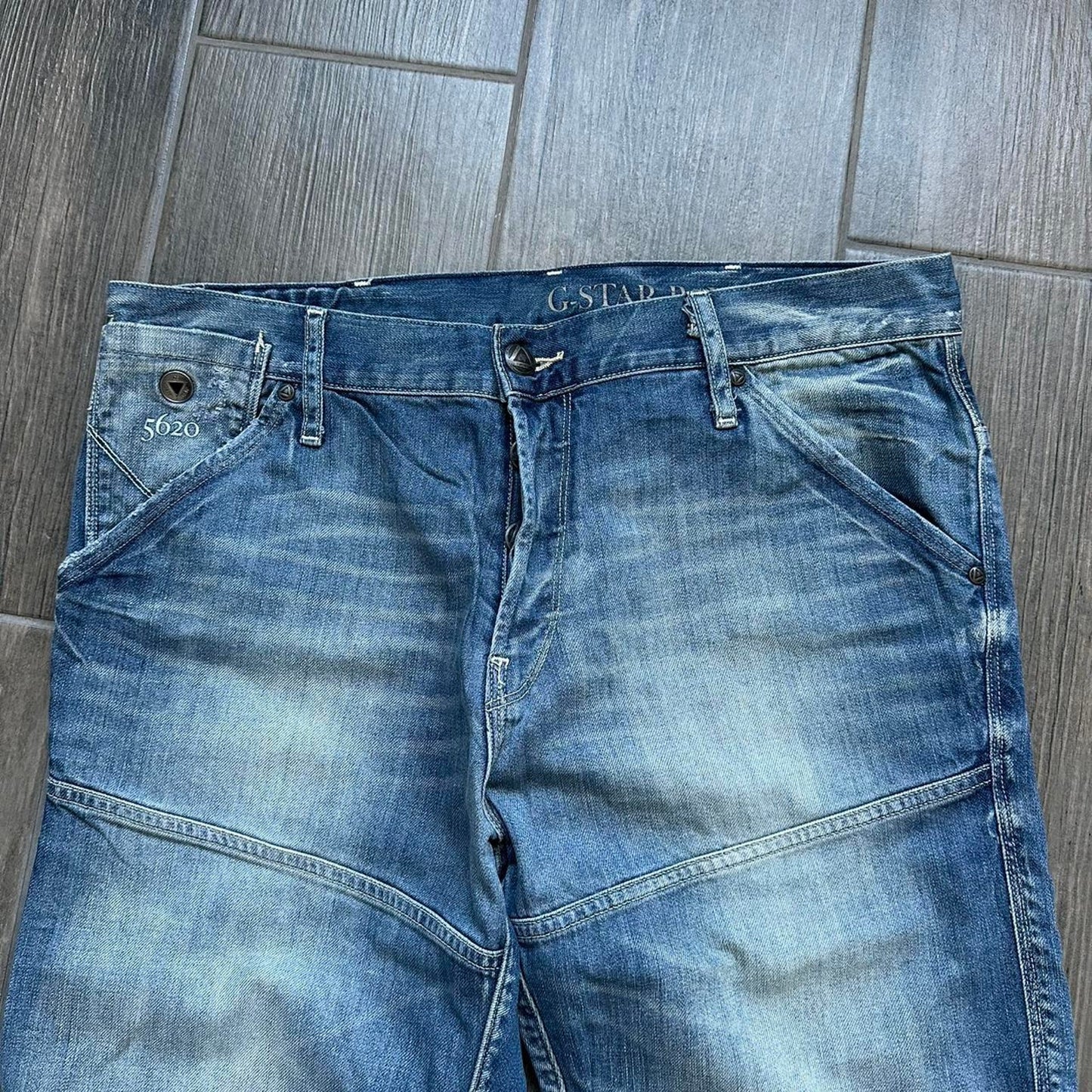 G-Star Raw distressed blue denim jeans