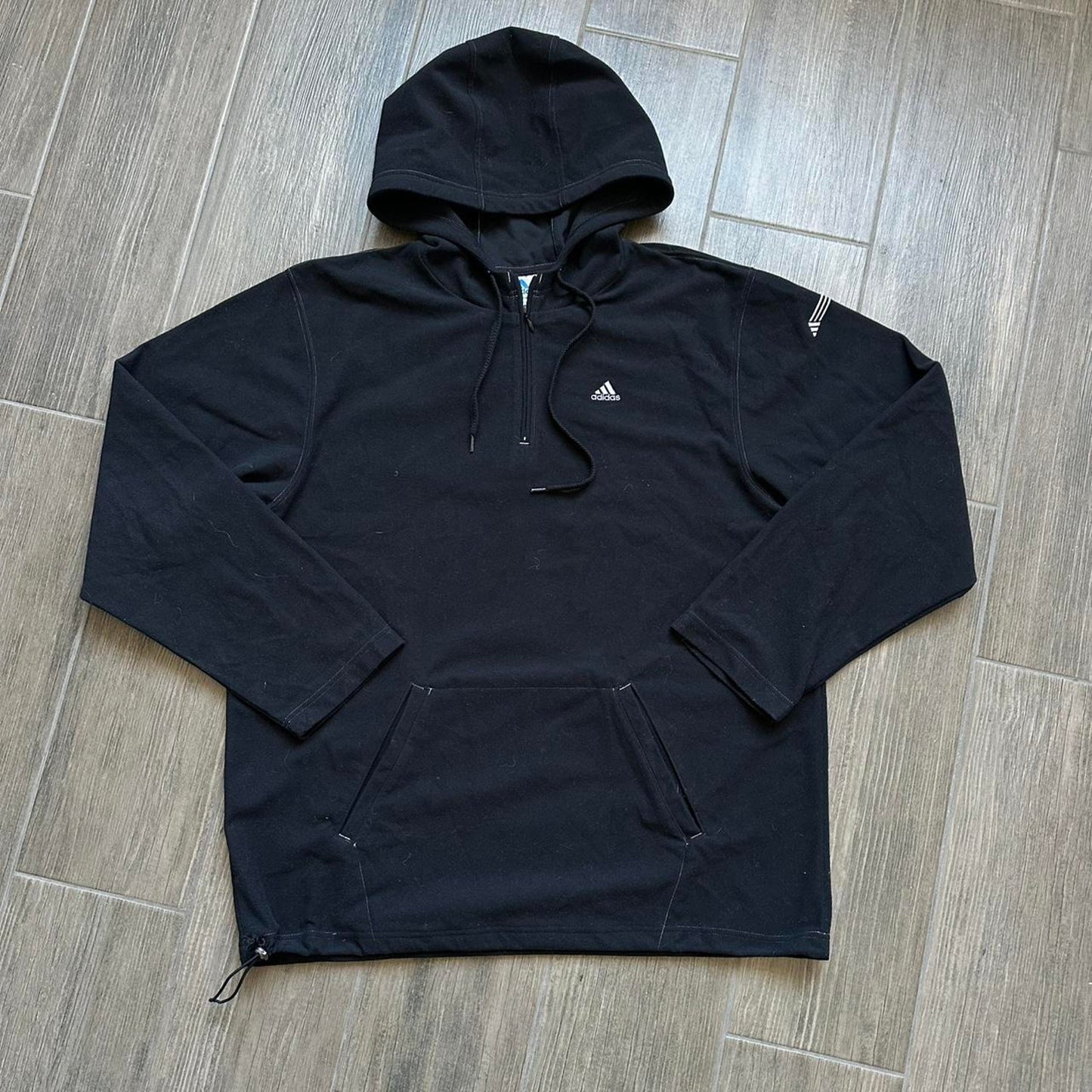 Adidas black fleece y2k quarter zip hoodie