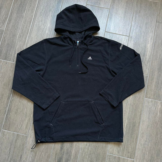Adidas black fleece y2k quarter zip hoodie